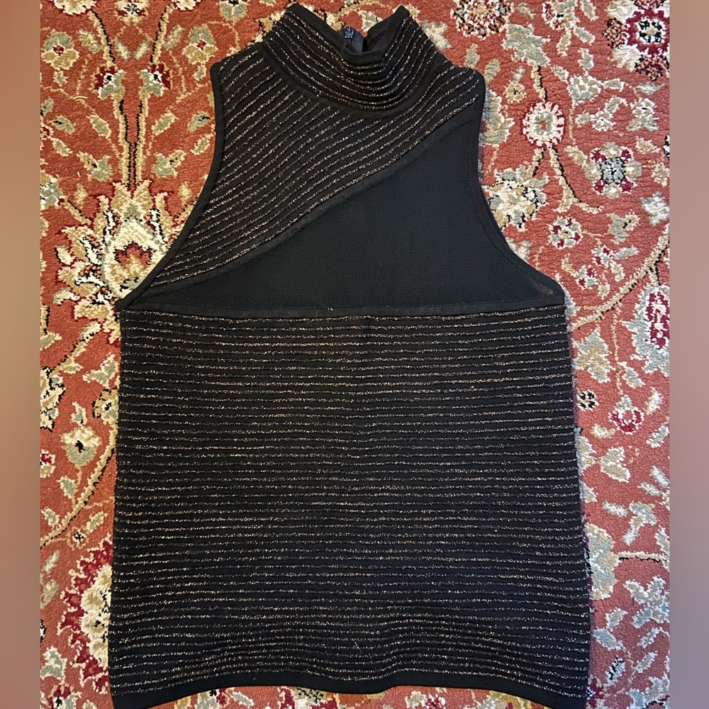 Vintage Black and Gold Sleeveless mock neck